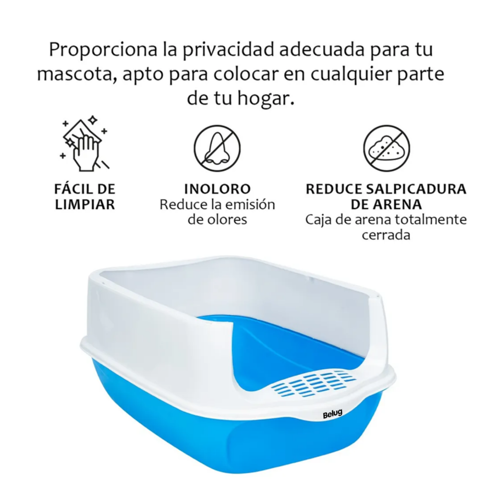 Foto 5 pulgar | Arenero Cerrado Para Gato Con Pala Puerta Belug, Azul Cielo Blanco
