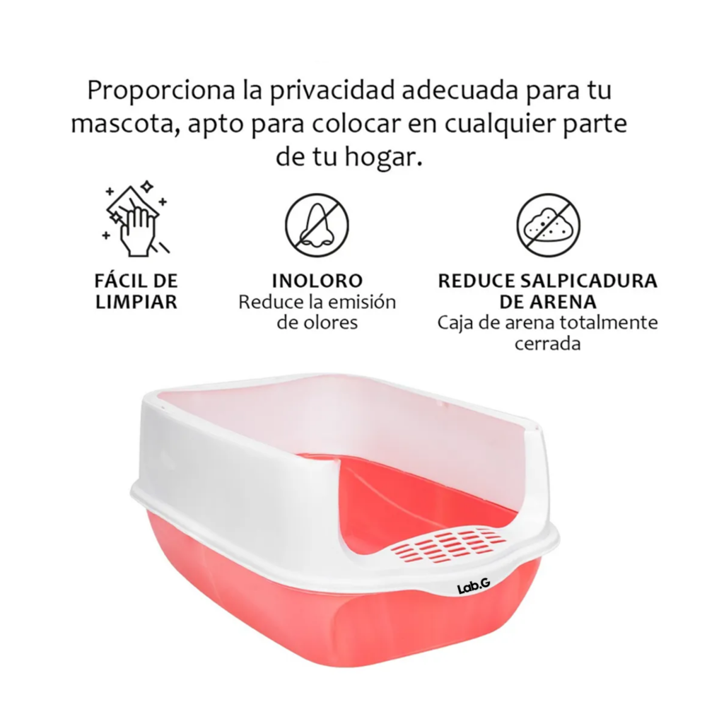 Foto 4 | Arenero Cerrado Para Gato Con Pala Puerta Lab.g, Rosa Blanco