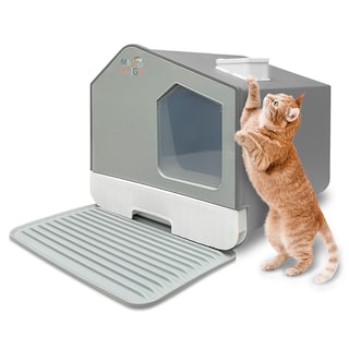 Foto 1 | Arenero Para Gatos Cerrado Grande Mascoamigo En Forma De Casa Plástico Cernidor Gris