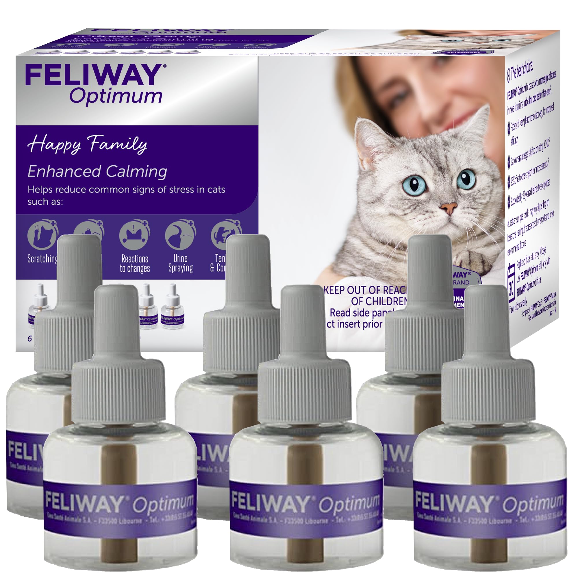 Foto 2 pulgar | Recarga Feliway Optimum, Feromonas Calmantes Mejoradas, 30 Días, Paquete De 6 - Venta Internacional.