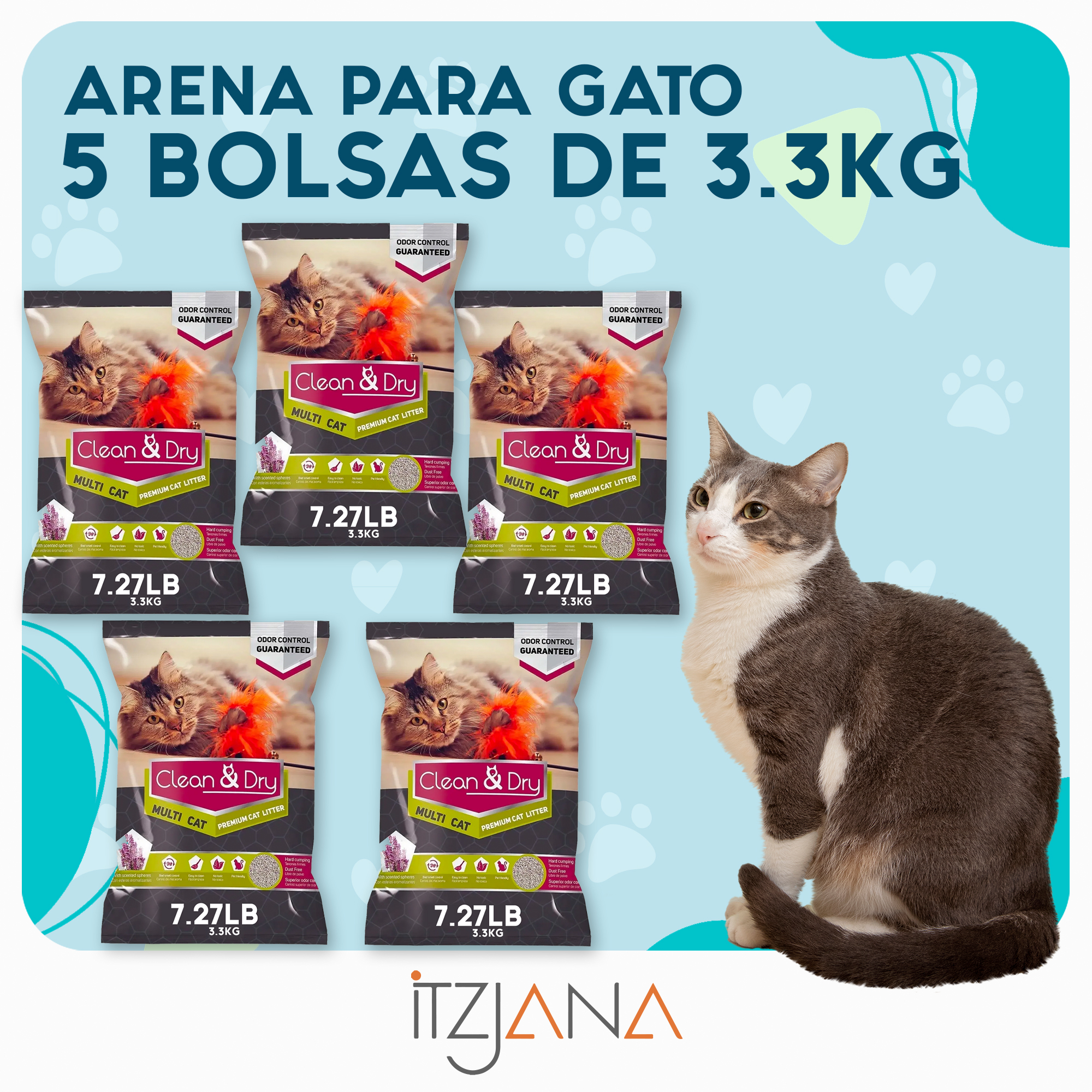 Foto 3 pulgar | Arena Para Gato Clean & Dry Super Premium 16.5kg