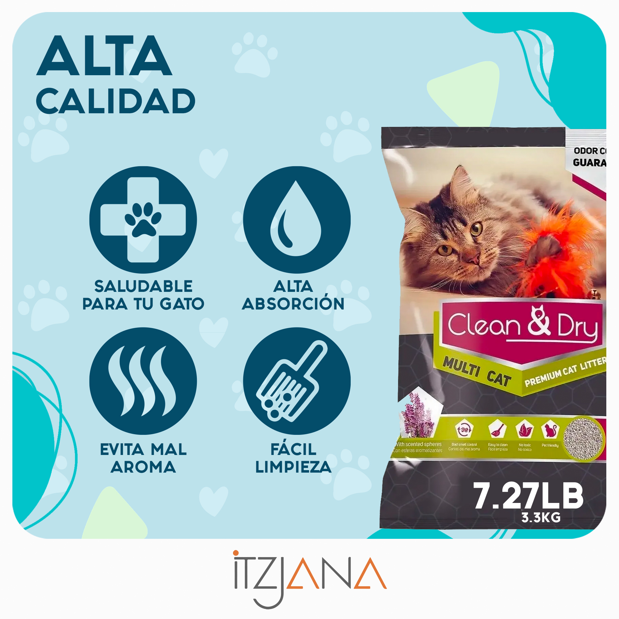 Foto 4 pulgar | Arena Para Gato Clean & Dry Super Premium 16.5kg