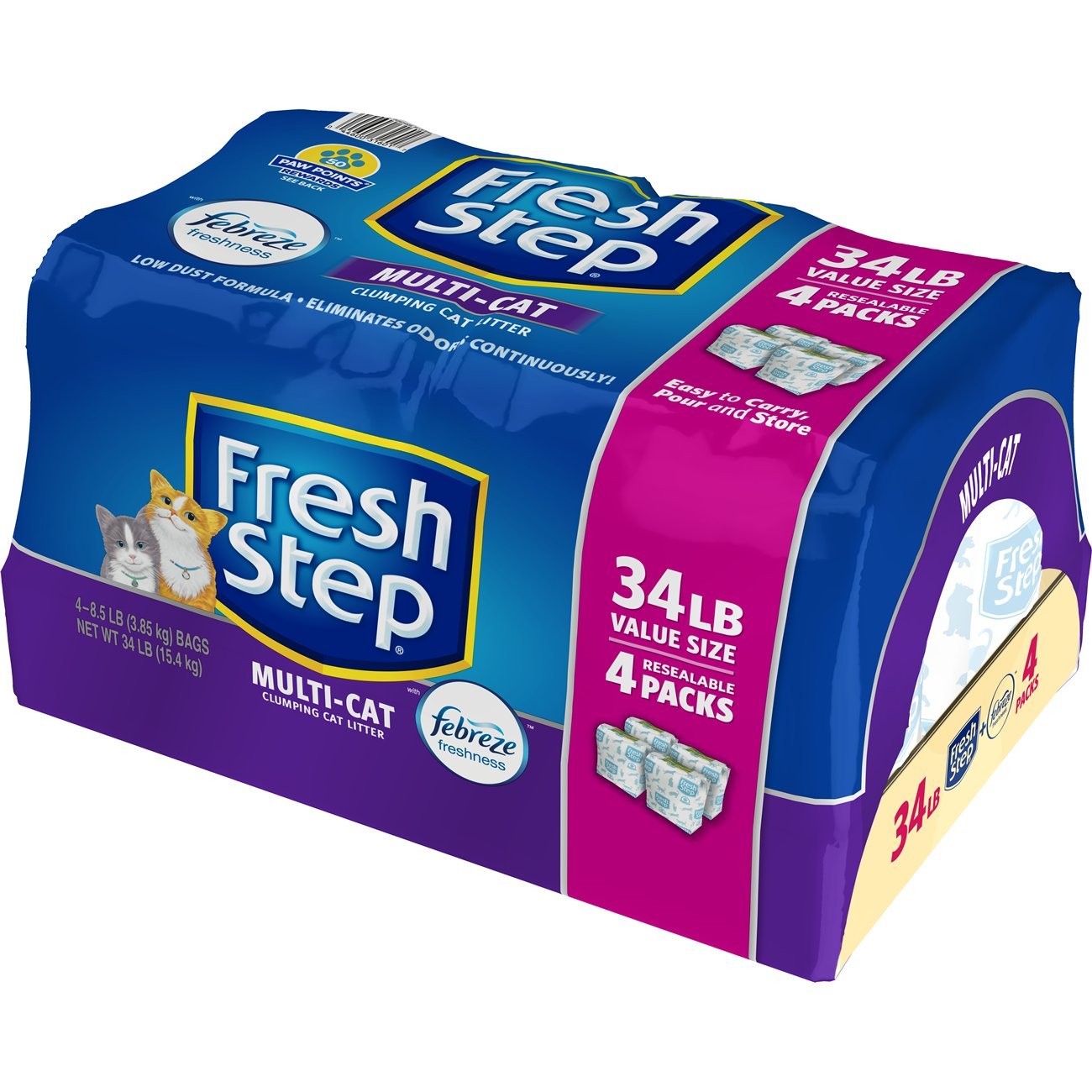 Arena Para Gatos Fresh Step Multicat Con Febreze De 15,42 Kg, 4 Paquetes - Venta Internacional.