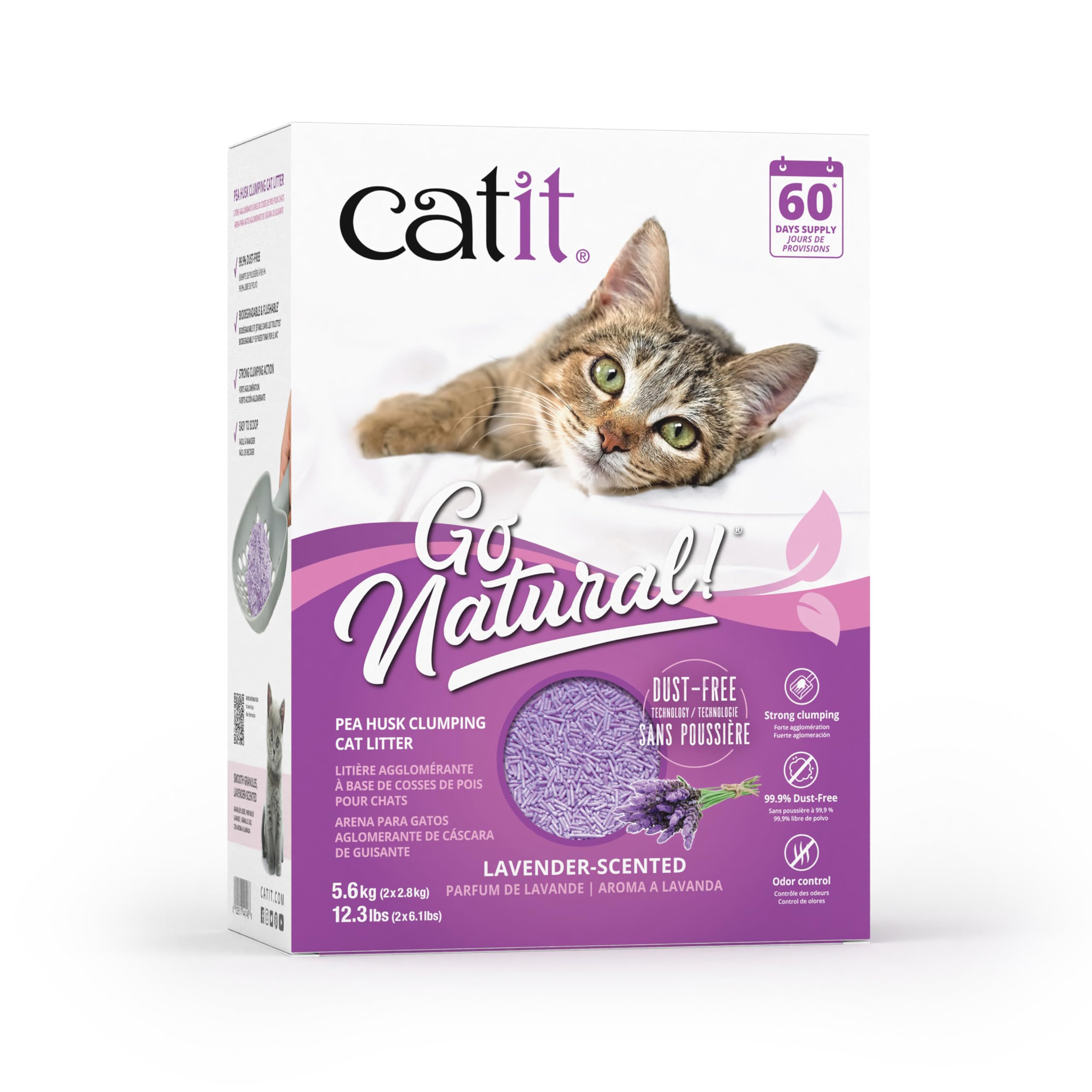 Arena Para Gatos Catit Go Natural Con Cáscara De Guisante, 5,6 Kg, Color Lavanda - Venta Internacional.