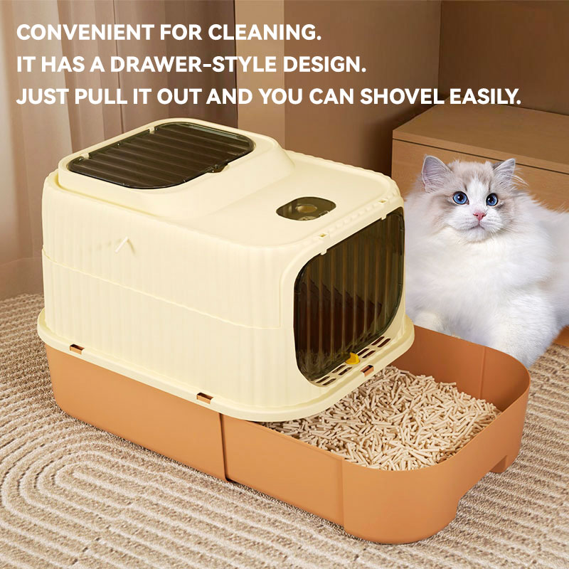 Foto 4 pulgar | Caja De Arena Para Gatos, Diseño De Cajón, Puerta Doble Completamente Cerrada - Venta Internacional.