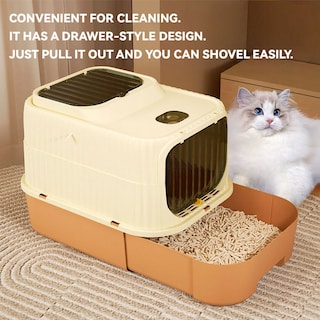 Foto 3 | Caja De Arena Para Gatos, Diseño De Cajón, Puerta Doble Completamente Cerrada - Venta Internacional.