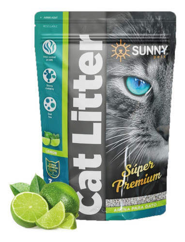 Arena para Gatos Sunny con Aroma a Limón y Aglutinante 3 kg