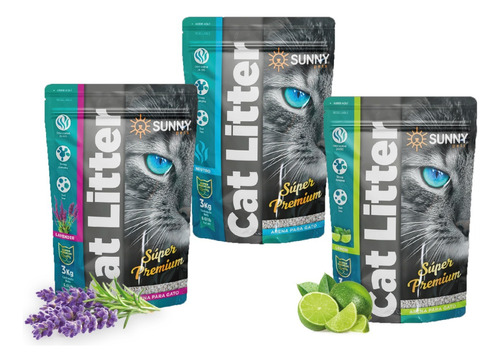 Foto 2 | Arena para Gatos Sunny con Aroma a Limón y Aglutinante 3 kg