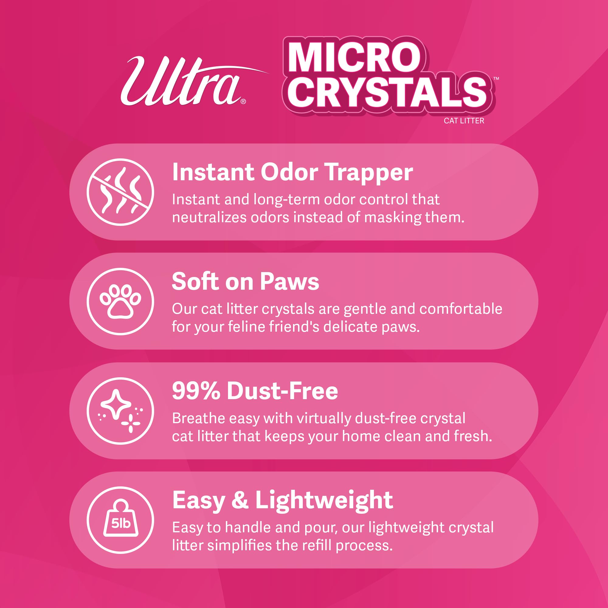 Foto 3 | Arena Para Gatos Ultra Micro Crystals, 2,27 Kg, Máximo Control De Olores - Venta Internacional.