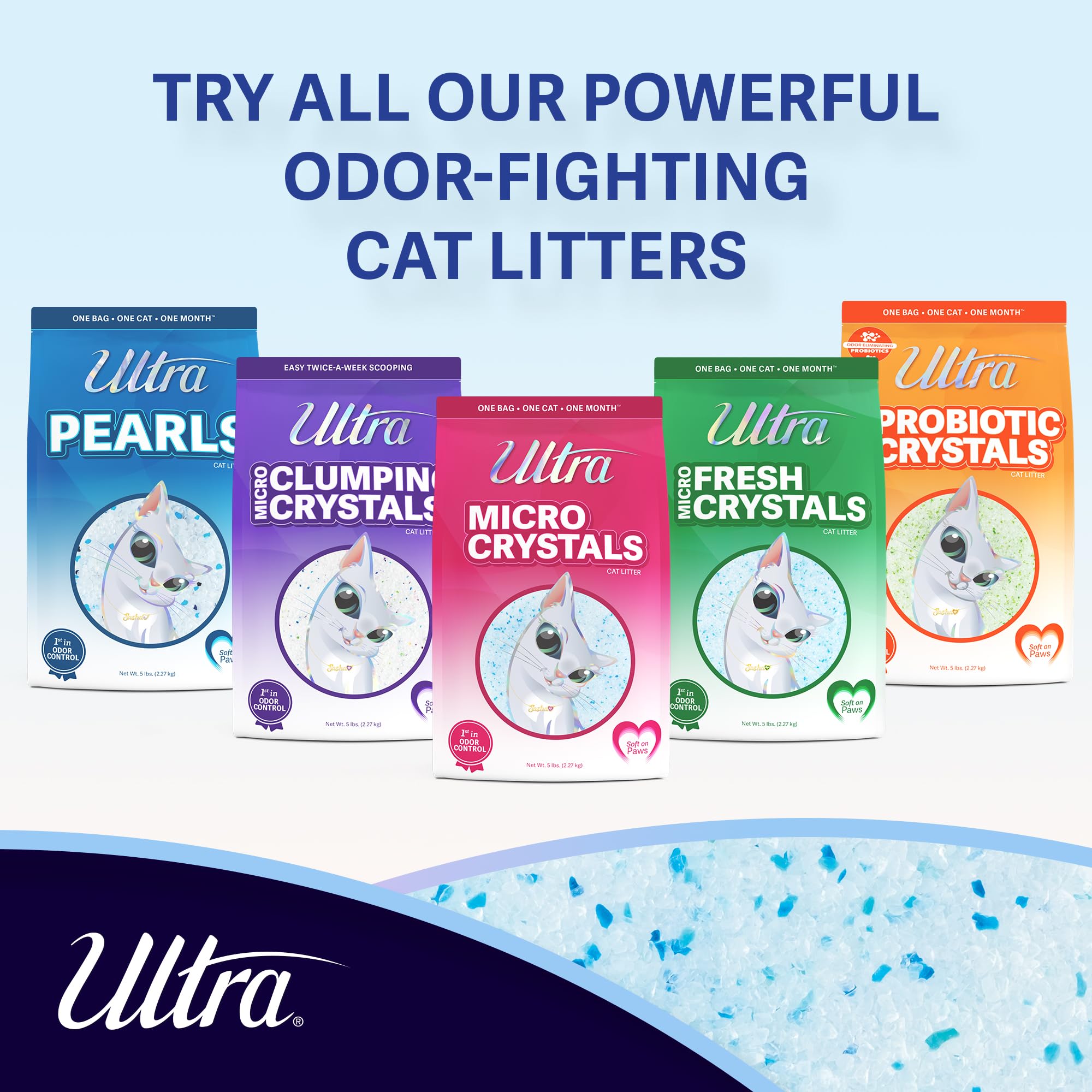 Foto 7 | Arena Para Gatos Ultra Micro Crystals, 2,27 Kg, Máximo Control De Olores - Venta Internacional.