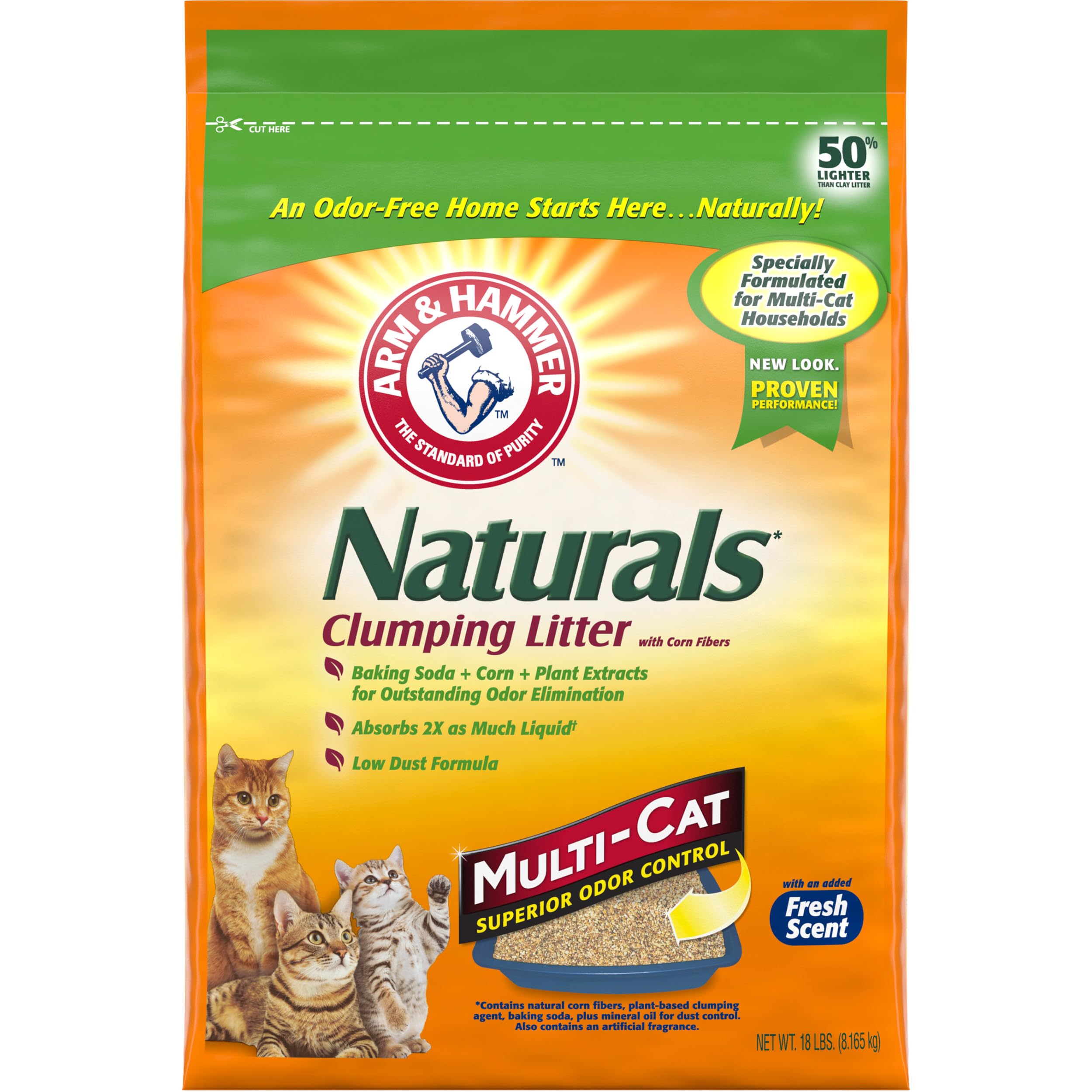 Foto 1 | Arena Para Gatos Arm & Hammer Naturals Multi Cat, Bolsa De 8,16 Kg - Venta Internacional.