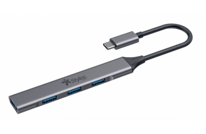 Foto 2 pulgar | Stylos Hub Usb-c - Usb-a 2.0, Usb-a 3.1, 480 Mbit/s Gris Oscuro