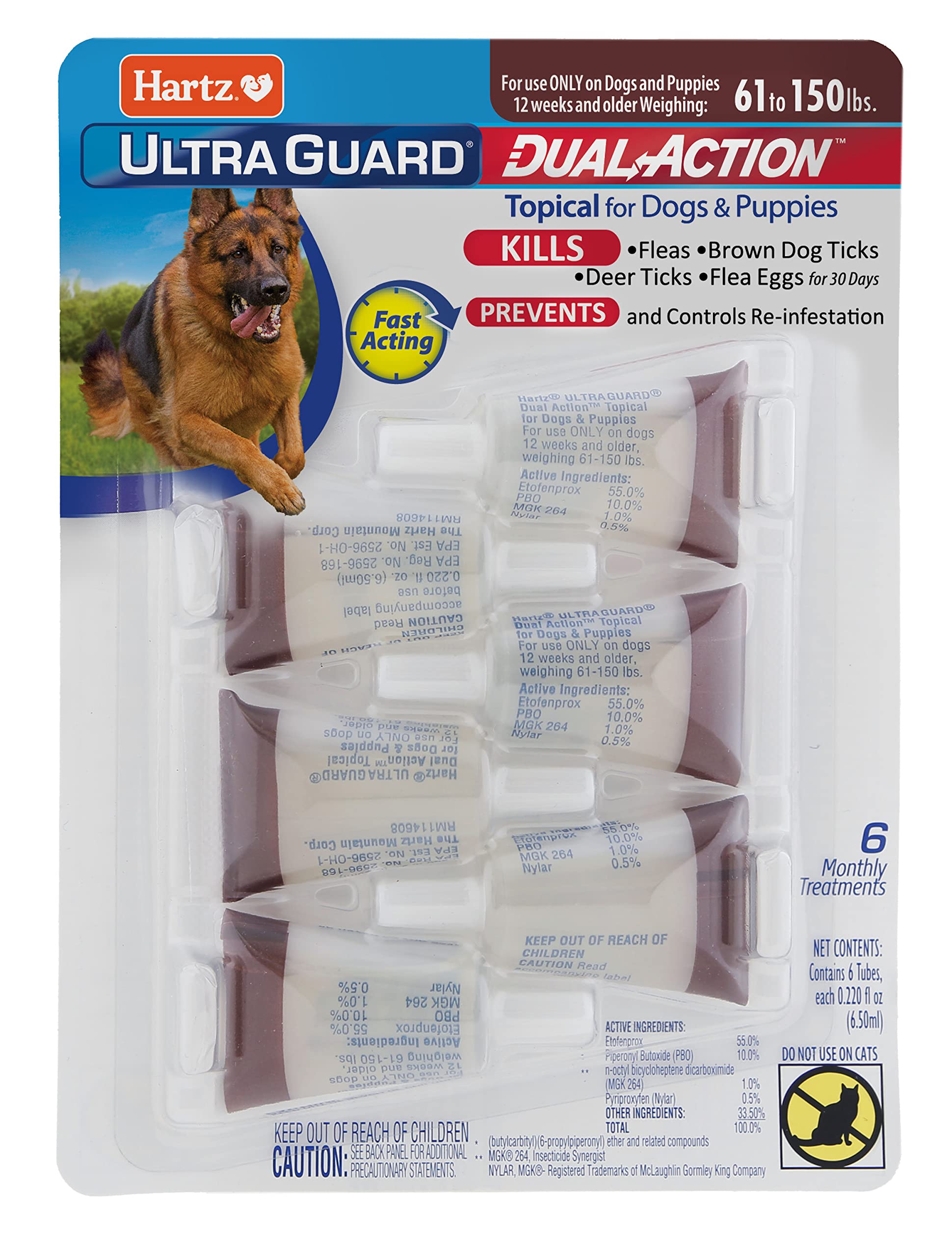 Tratamiento Tópico Contra Pulgas Y Garrapatas Hartz Ultraguard Para Perros De Más De 60 Libras - Venta Internacional.