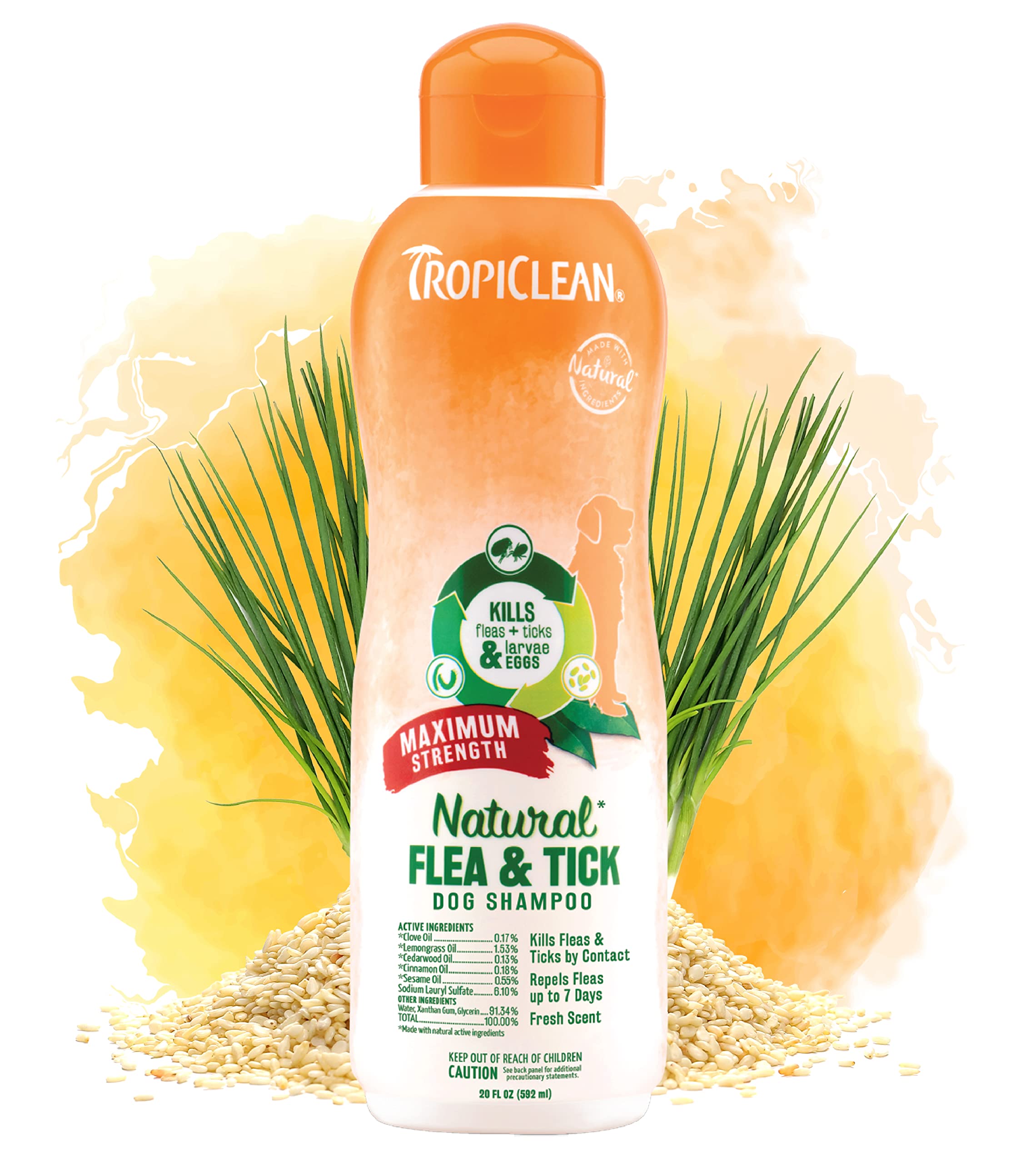 Foto 1 | Champú Tropiclean Natural Flea & Tick De Máxima Resistencia 591 M - Venta Internacional.