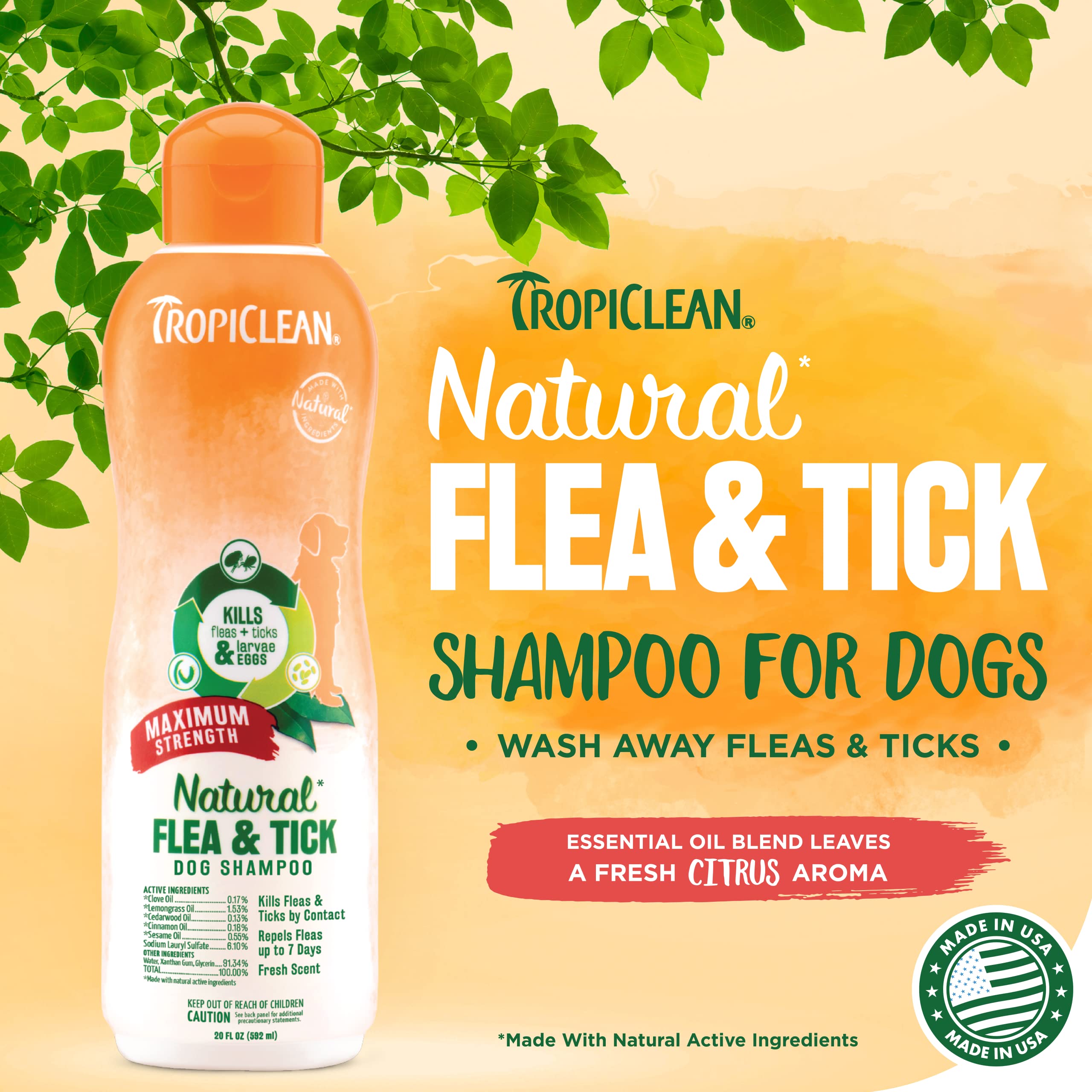 Foto 2 | Champú Tropiclean Natural Flea & Tick De Máxima Resistencia 591 M - Venta Internacional.