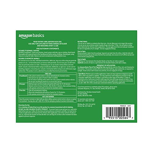 Foto 4 pulgar | Tratamiento Antipulgas Y Garrapatas Para Gatos Amazon Basics, 0,7 A 0,8 Kg, 6 Unidades - Venta Internacional.