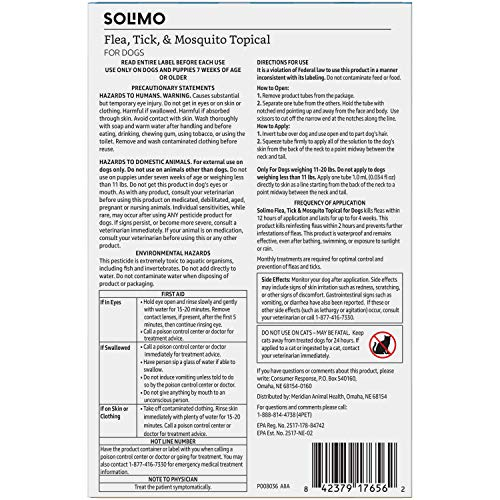 Foto 3 pulgar | Prevención Tópica Contra Pulgas, Garrapatas Y Mosquitos Para Perros Solimo - Venta Internacional.