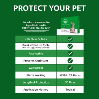 Foto 6 | Tratamiento Tópico Contra Pulgas Y Garrapatas Para Gatos Amazon Basics - Venta Internacional.