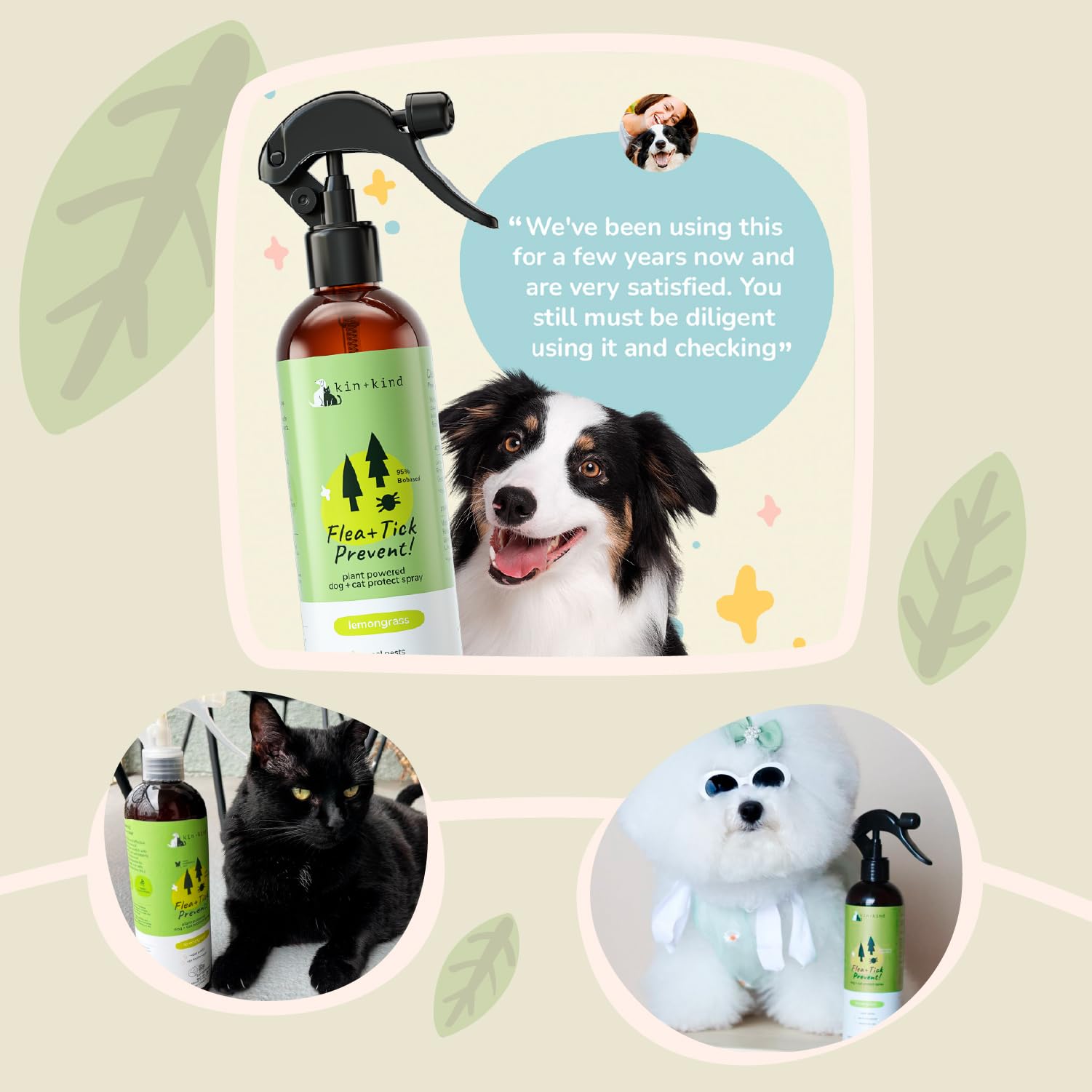 Foto 5 | Spray Antipulgas Y Garrapatas Kin+kind A Base De Plantas Para Perros Y Gatos - Venta Internacional.