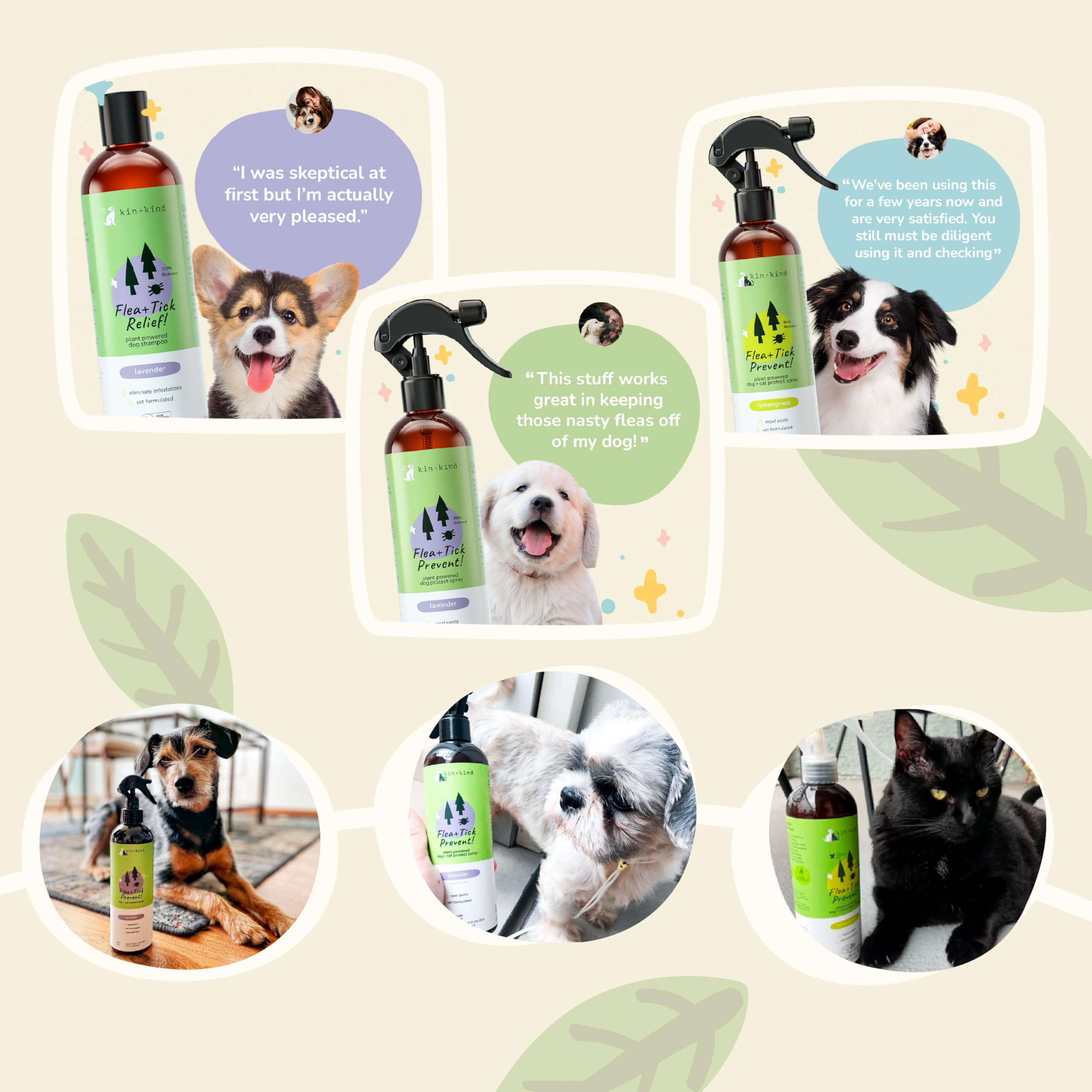 Foto 5 | Champú Antipulgas Y Garrapatas Kin+kind Para Perros Y Gatos  355 Ml - Venta Internacional.