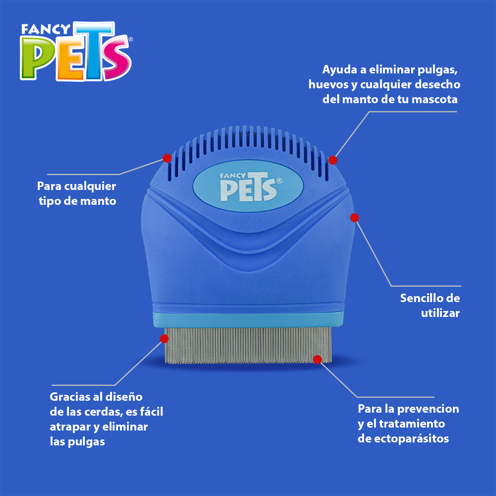 Foto 6 pulgar | Peine Antipulgas Fancy Pets Chico color Azul