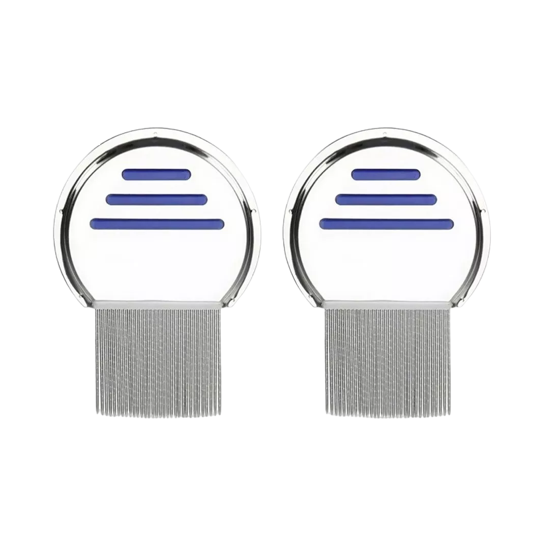 Peine contra Piojos y Liendres Belug color Plata de Acero Inoxidable 2 Piezas