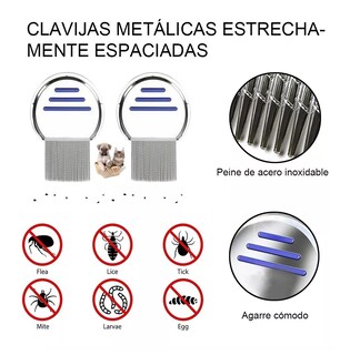 Foto 4 | Peine contra Piojos y Liendres Belug color Plata de Acero Inoxidable 2 Piezas