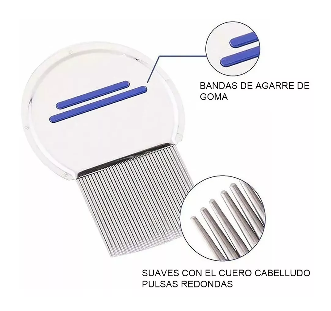 Foto 7 pulgar | Peine contra Piojos y Liendres Belug color Plata de Acero Inoxidable 2 Piezas