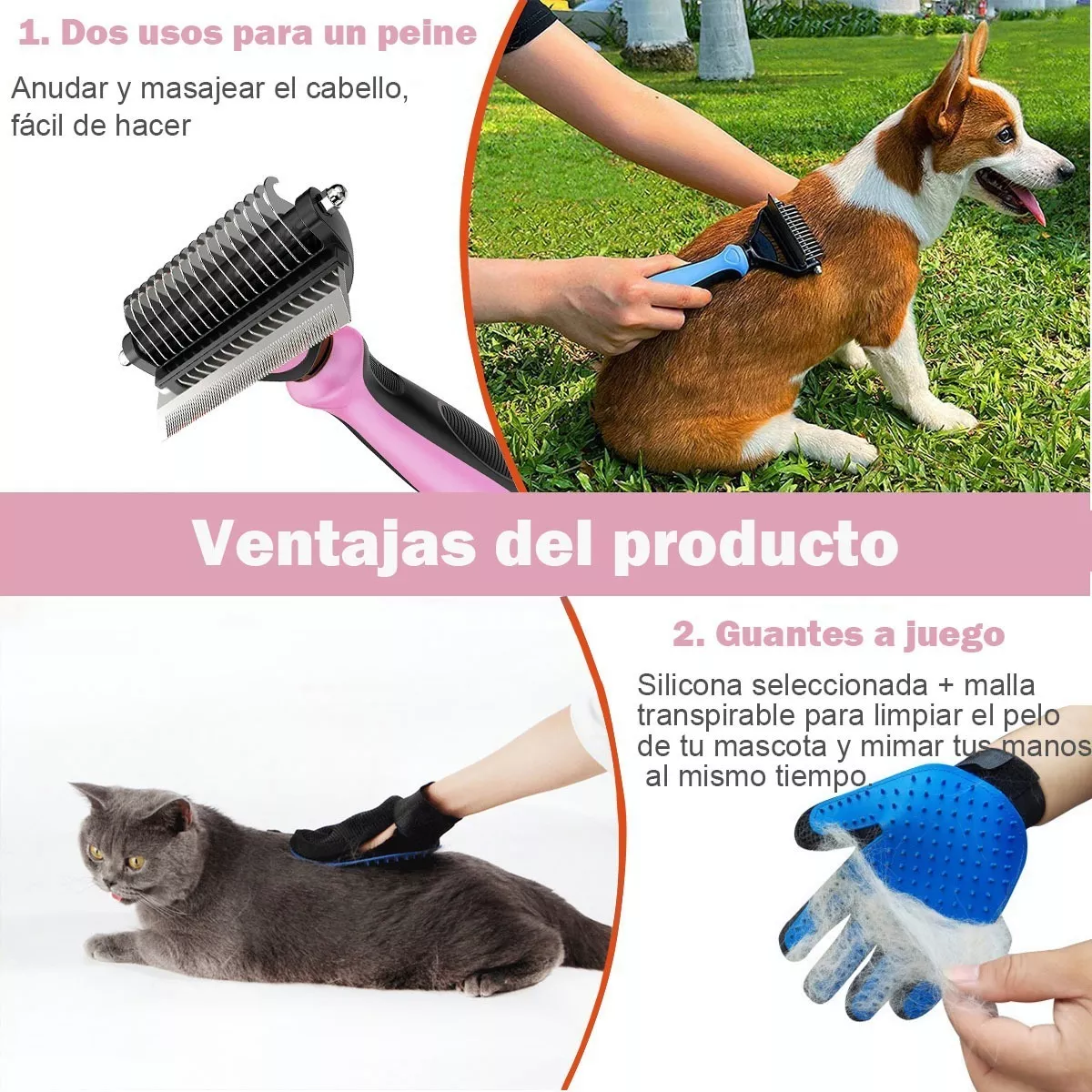 Foto 3 pulgar | Cepillo Deslanador para Perro/Gato Eo Safe Imports Esi-7916 color Rosa