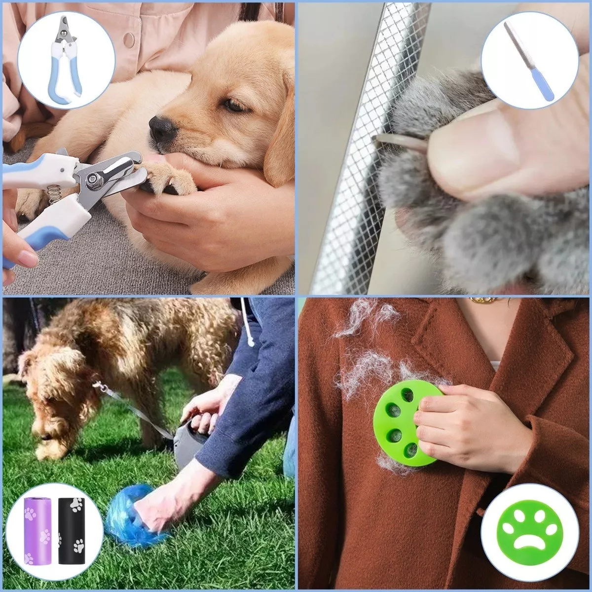 Foto 4 pulgar | Kit Cepillo Deslanador Eo Safe Imports Esi-8003 color Azul para Perro y Gato 6 PZAS