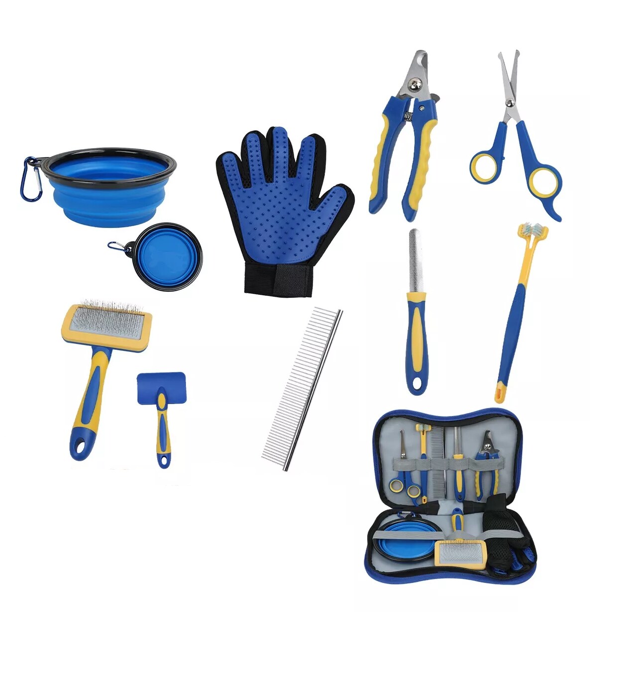 Set de Guante Cepillo Removedor de Pelo BELUG Peine para Mascotas 8 Piezas Azul $719