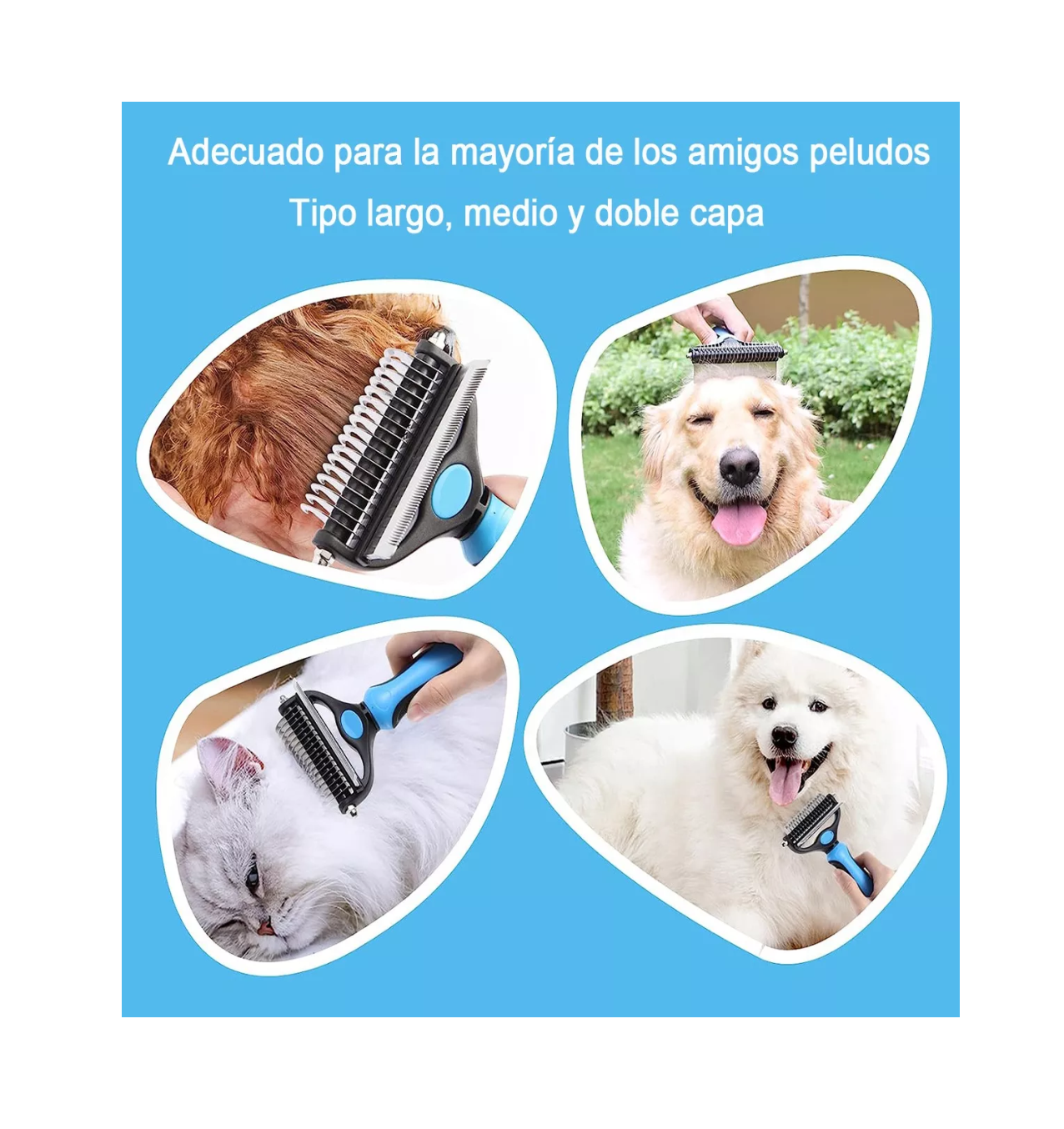Foto 4 pulgar | Peine Deslanador para Mascotas Belug Azul 2 en 1