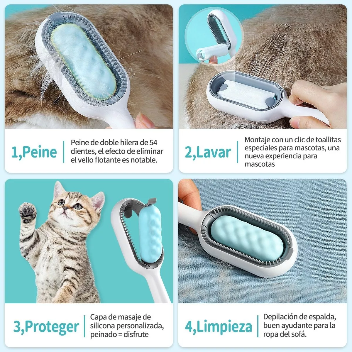 Foto 4 pulgar | Cepillo Deslanador Pelo Mascota Perro Gato Eo Safe Imports Esi-10333 Blanco
