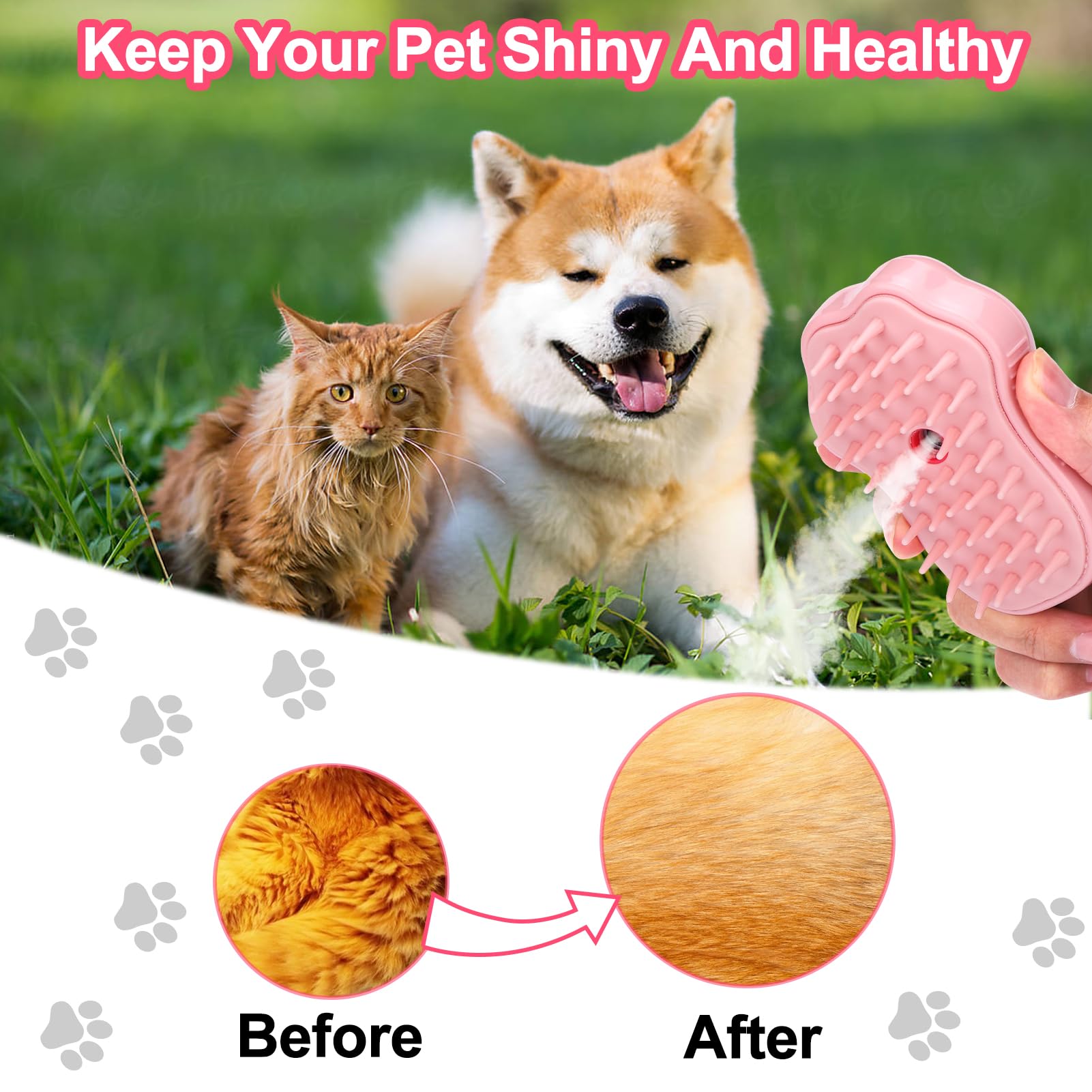 Foto 6 | Cepillo De Aseo Para Mascotas Mity Rain Pink Paws, Autolimpiante, Con Vapor - Venta Internacional.