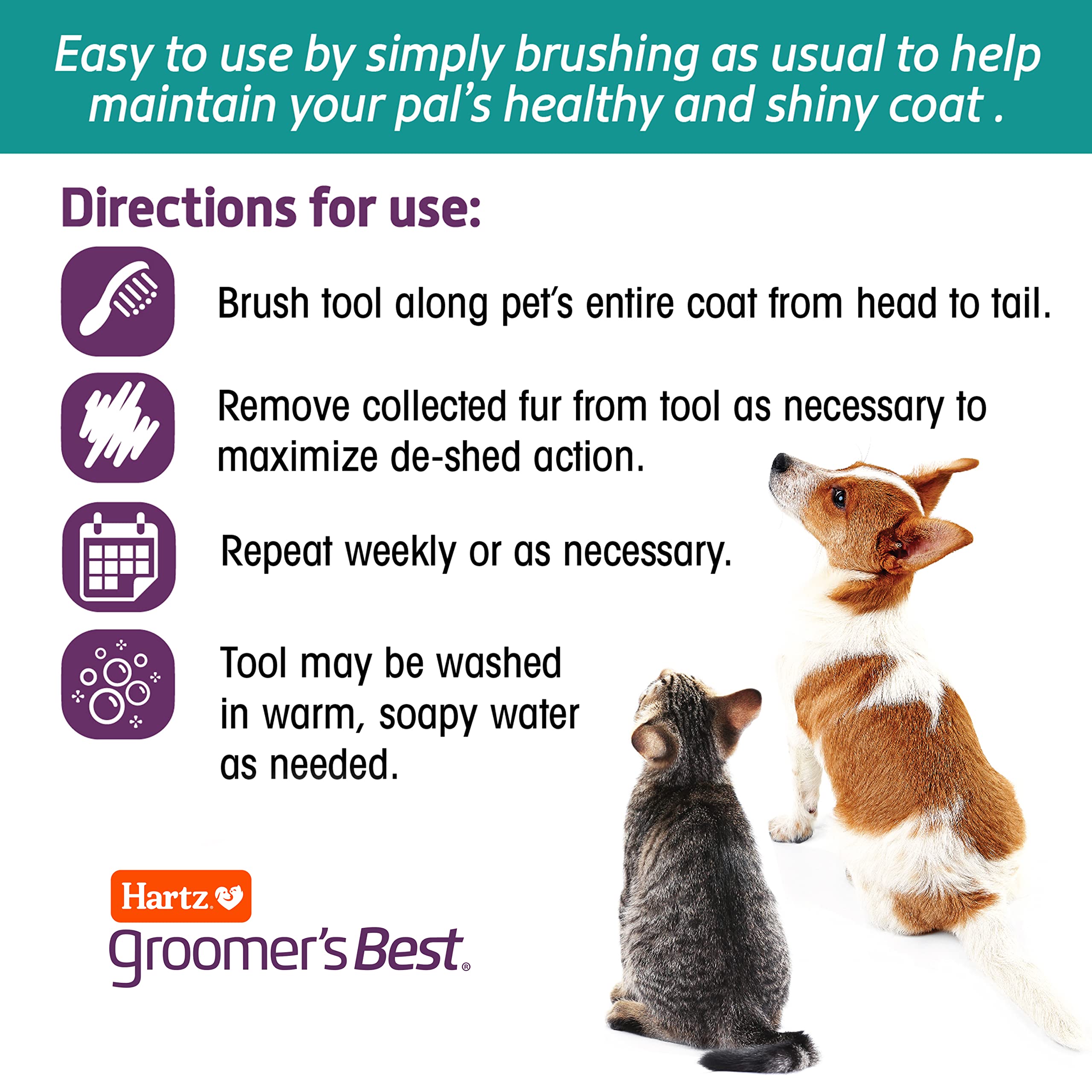 Foto 6 | Cepillo Para Perros Hartz Groomer, La Mejor Combinación Para - Venta Internacional.