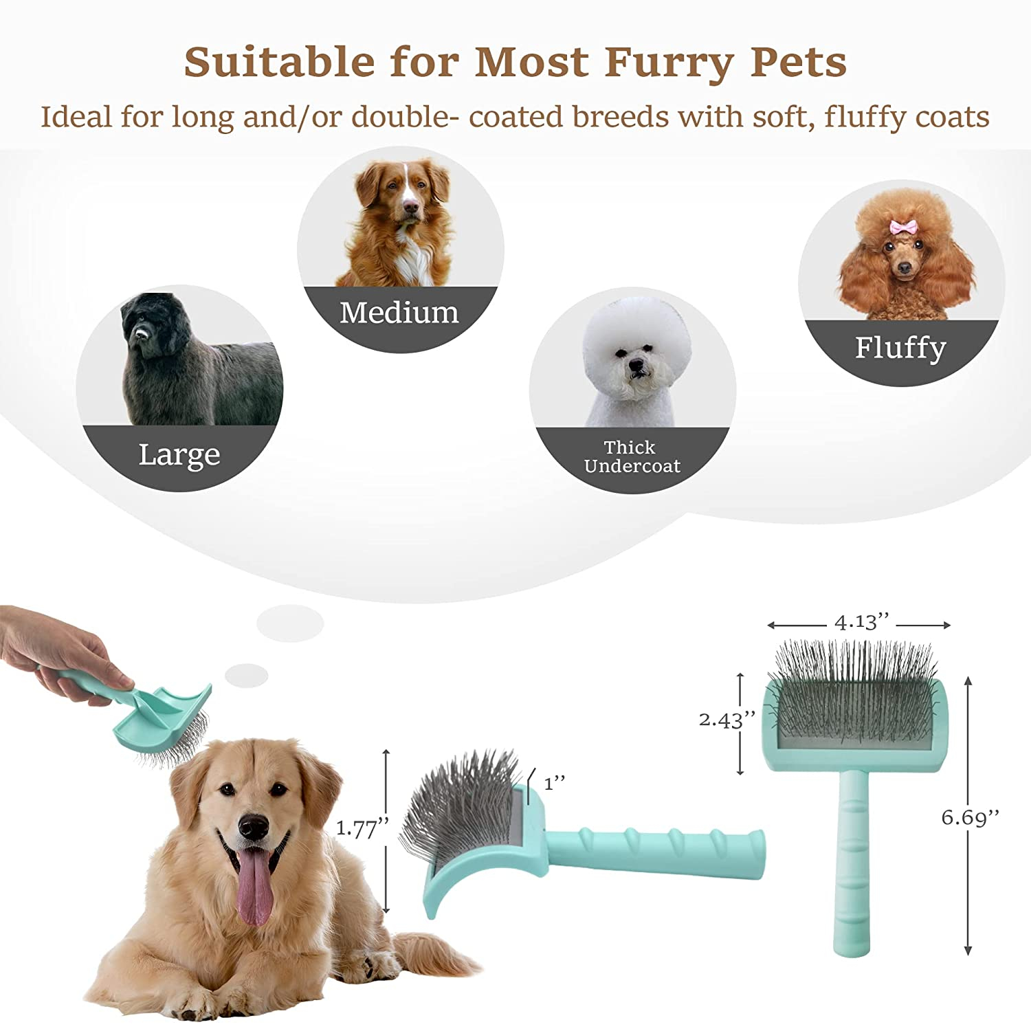 Foto 7 | Pin De Alambre Extra Largo Slicker Brush Jieyou Para Perros Y Gatos - Venta Internacional.