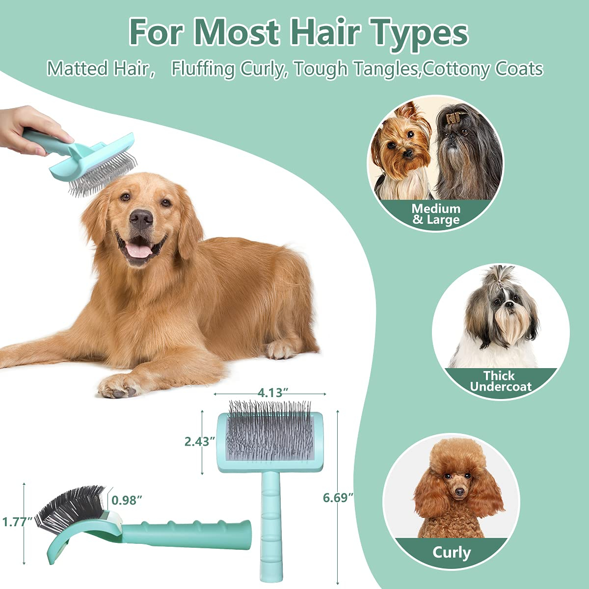Foto 8 pulgar | Slicker Brush Jieyou - Alfiler Extra Largo Para Perros Grandes, Color Verde - Venta Internacional.
