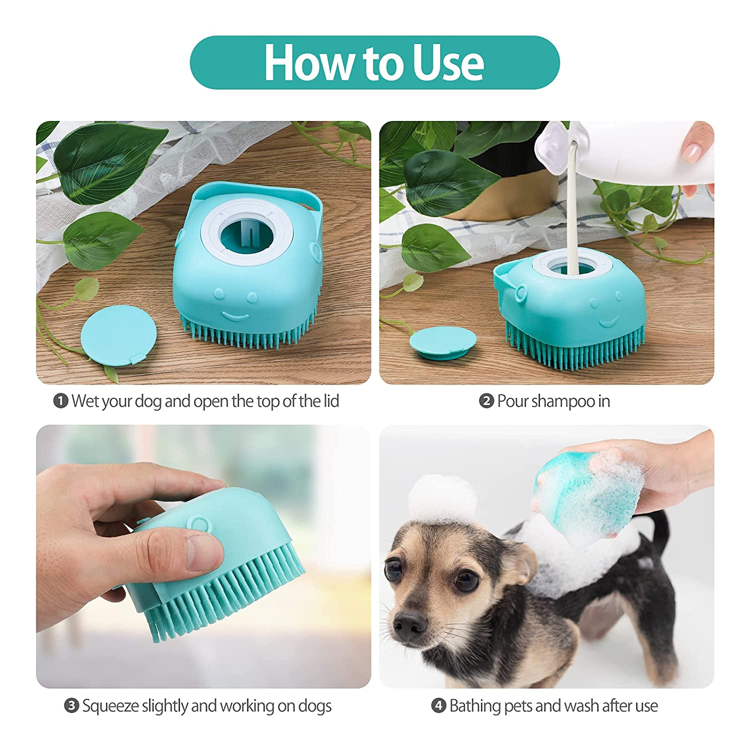 Foto 5 pulgar | Cepillo De Baño Para Perros Jieyou, Dispensador De Champú De Silicona Suave, Paquete De 2 - Venta Internacional.
