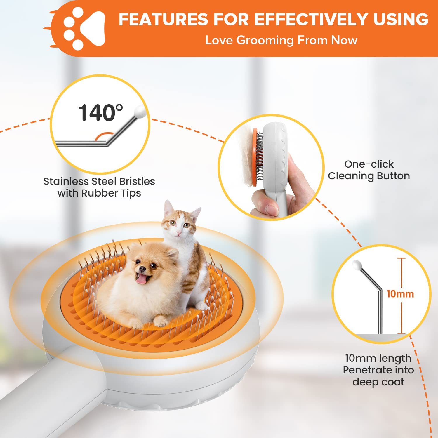 Foto 3 pulgar | Slicker Brush Jieyou, Autolimpiante, Para Perros Y Gatos - Venta Internacional.
