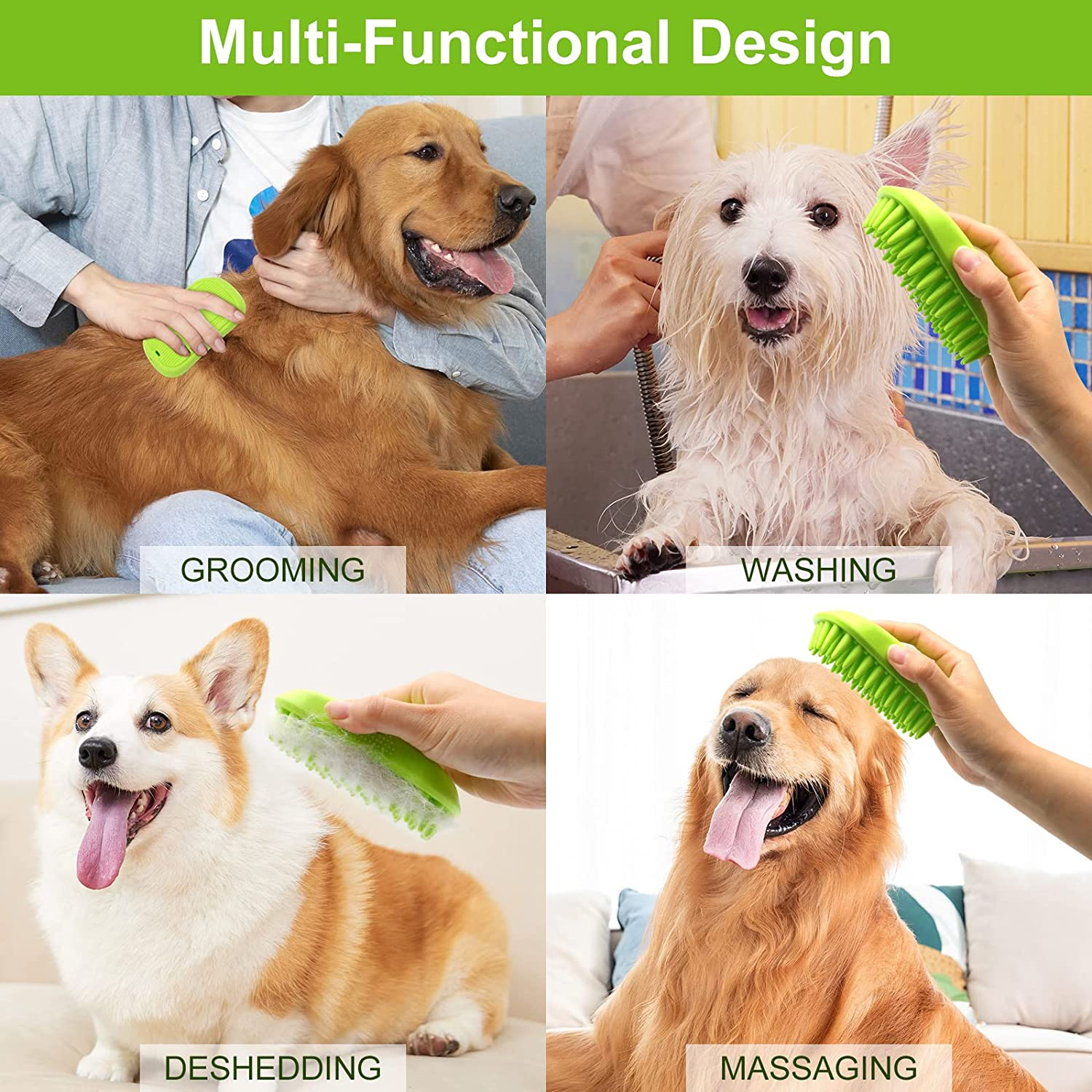 Foto 5 pulgar | Cepillo De Champú De Silicona Para Perros Y Gatos Con Peine Antipulgas - Venta Internacional.