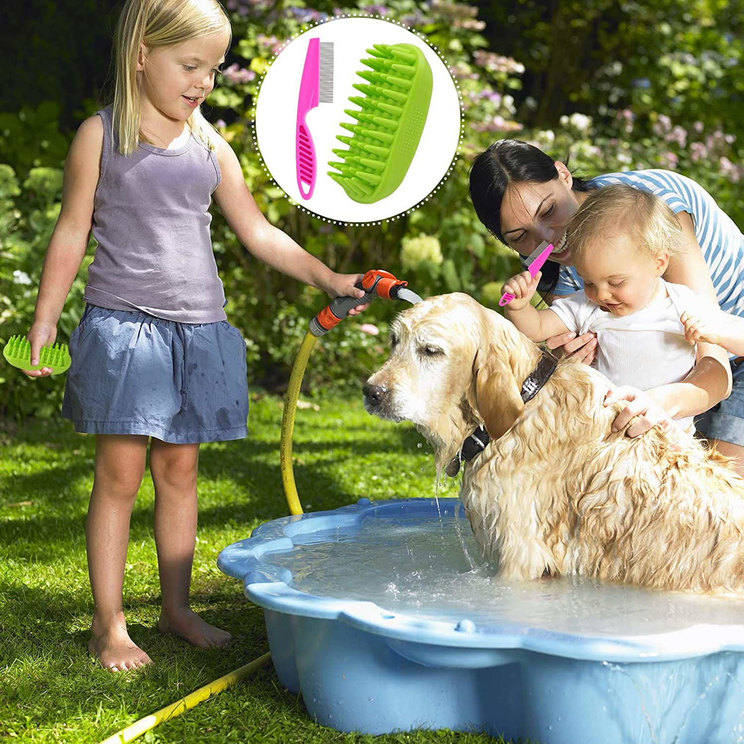 Foto 6 | Cepillo De Champú De Silicona Para Perros Y Gatos Con Peine Antipulgas - Venta Internacional.