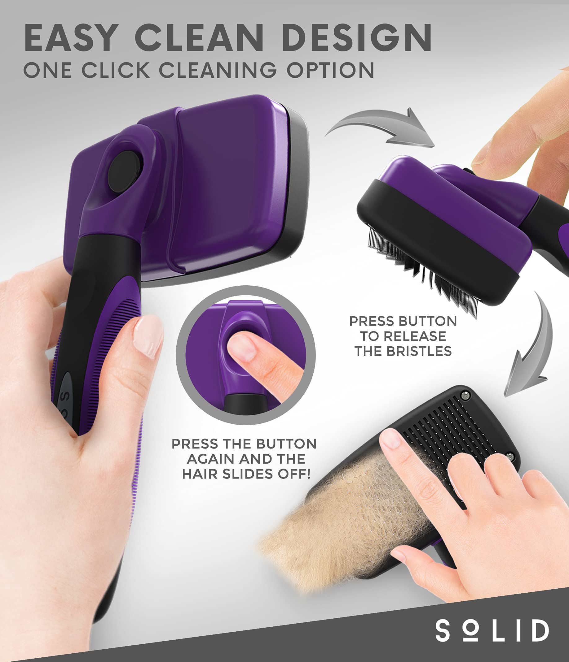 Foto 3 pulgar | Pet Slicker Brush, Sólido, Autolimpiante, Para Perros Y Gatos - Venta Internacional.