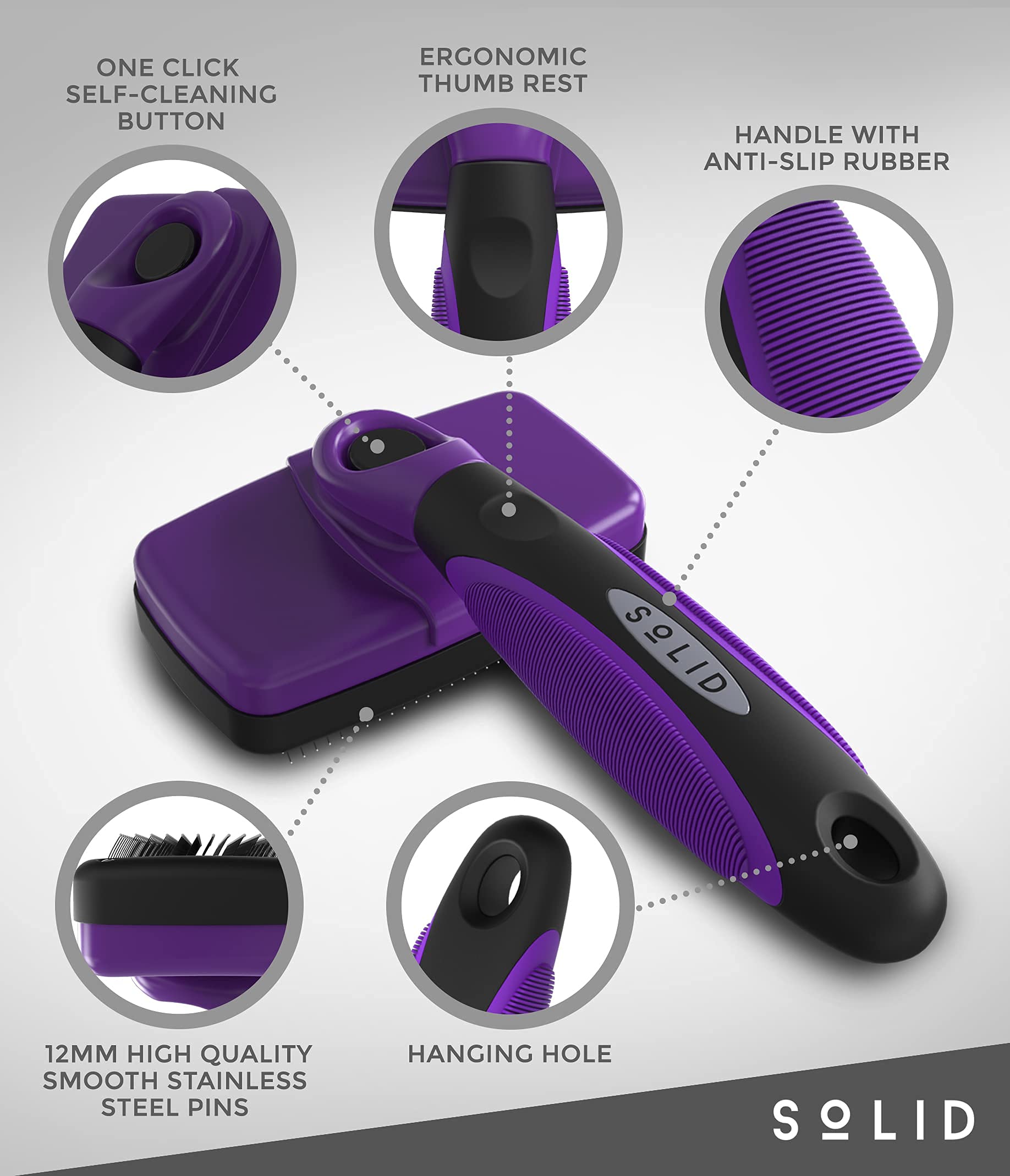 Foto 5 pulgar | Pet Slicker Brush, Sólido, Autolimpiante, Para Perros Y Gatos - Venta Internacional.