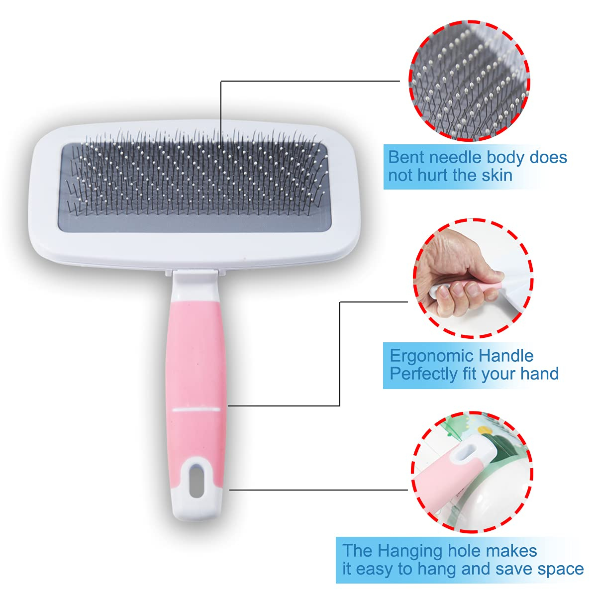 Foto 4 pulgar | Cepillo Slicker Jieyou Para Perros Y Gatos De Pelo Largo/corto (azul) - Venta Internacional.