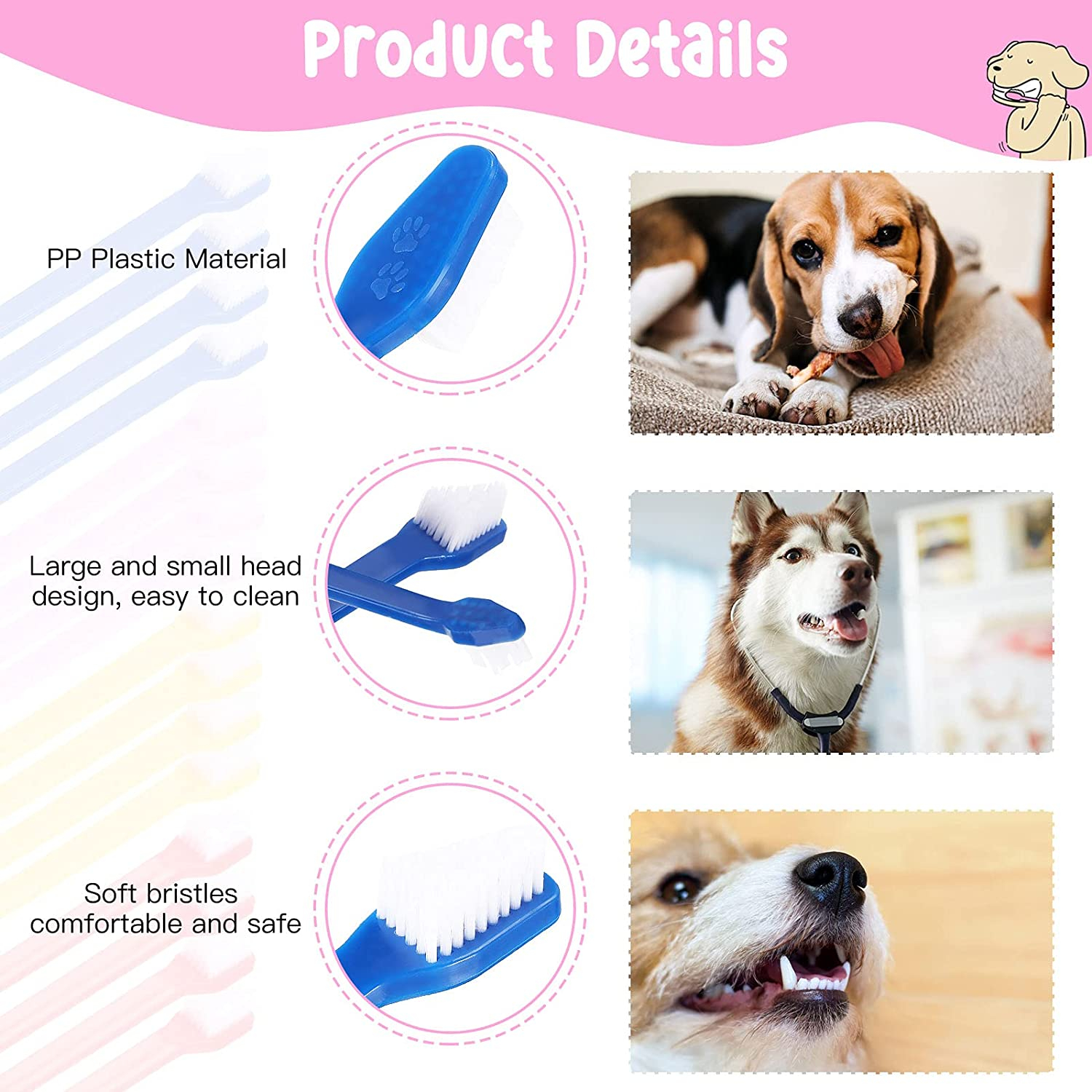 Foto 4 pulgar | Cepillo De Dientes Jieyou Para Perros Y Gatos De Doble Cabeza, 60 Piezas - Venta Internacional.