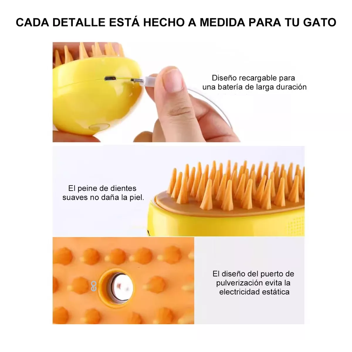Foto 3 pulgar | Cepillo De Vapor Para Gato/perro Mascota Eo Safe Imports Esi-12164-1 Amarillo