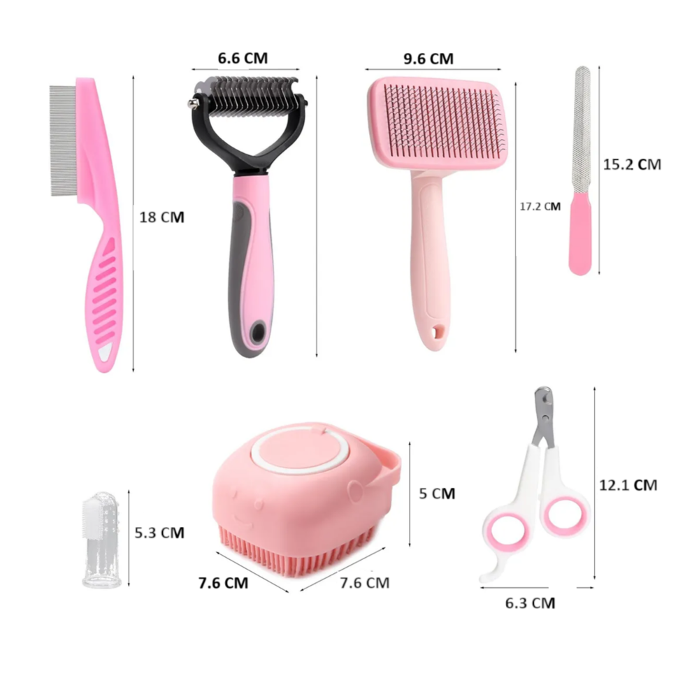 Foto 3 pulgar | Cepillos De Baño Para Mascotas Perros Profesional 10 Pzs Kit Belug,  Rosa