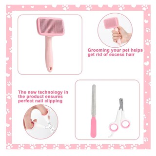 Foto 3 | Cepillos De Baño Para Mascotas Perros Profesional 10 Pzs Kit Belug, Rosa
