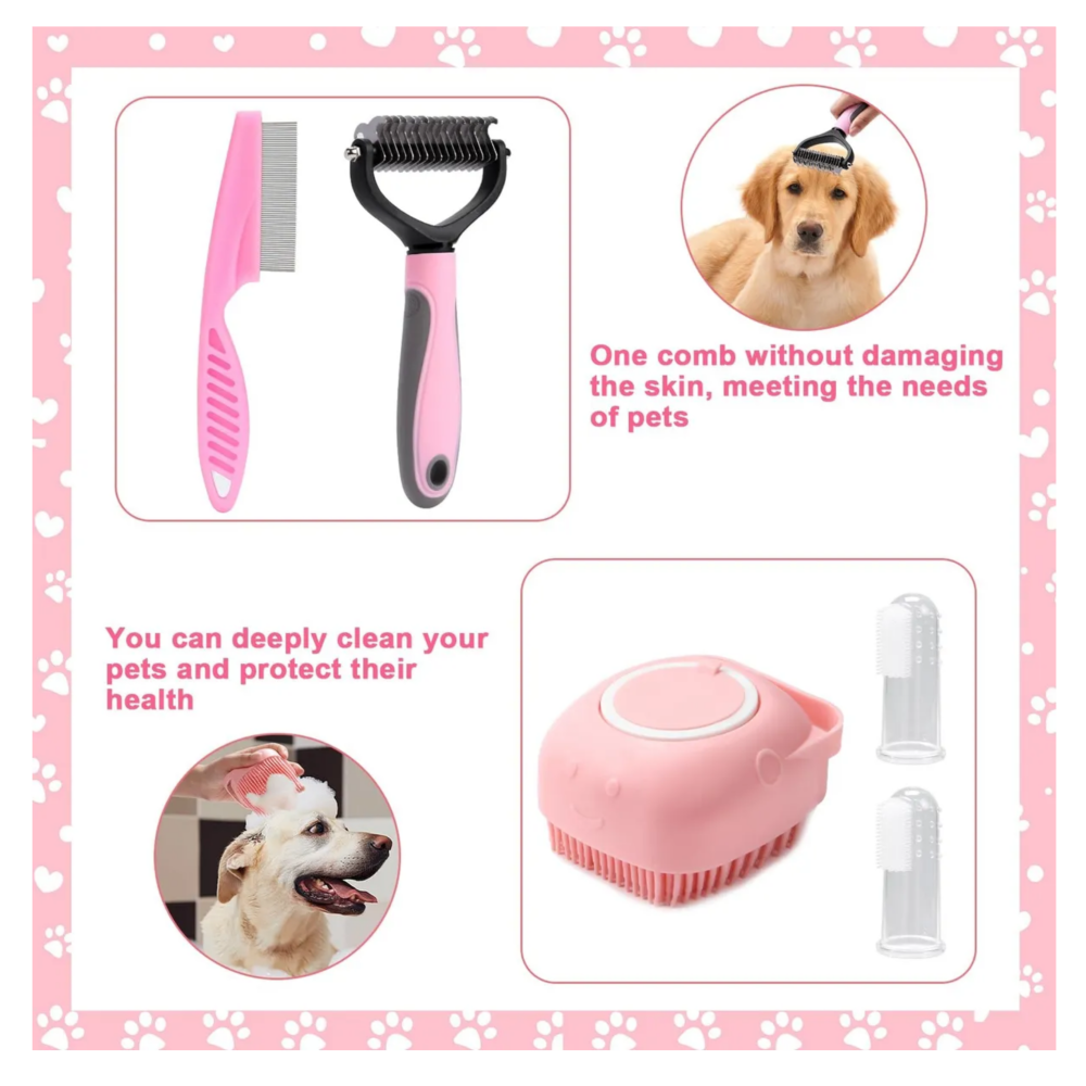 Foto 4 | Cepillos De Baño Para Mascotas Perros Profesional 10 Pzs Kit Belug,  Rosa