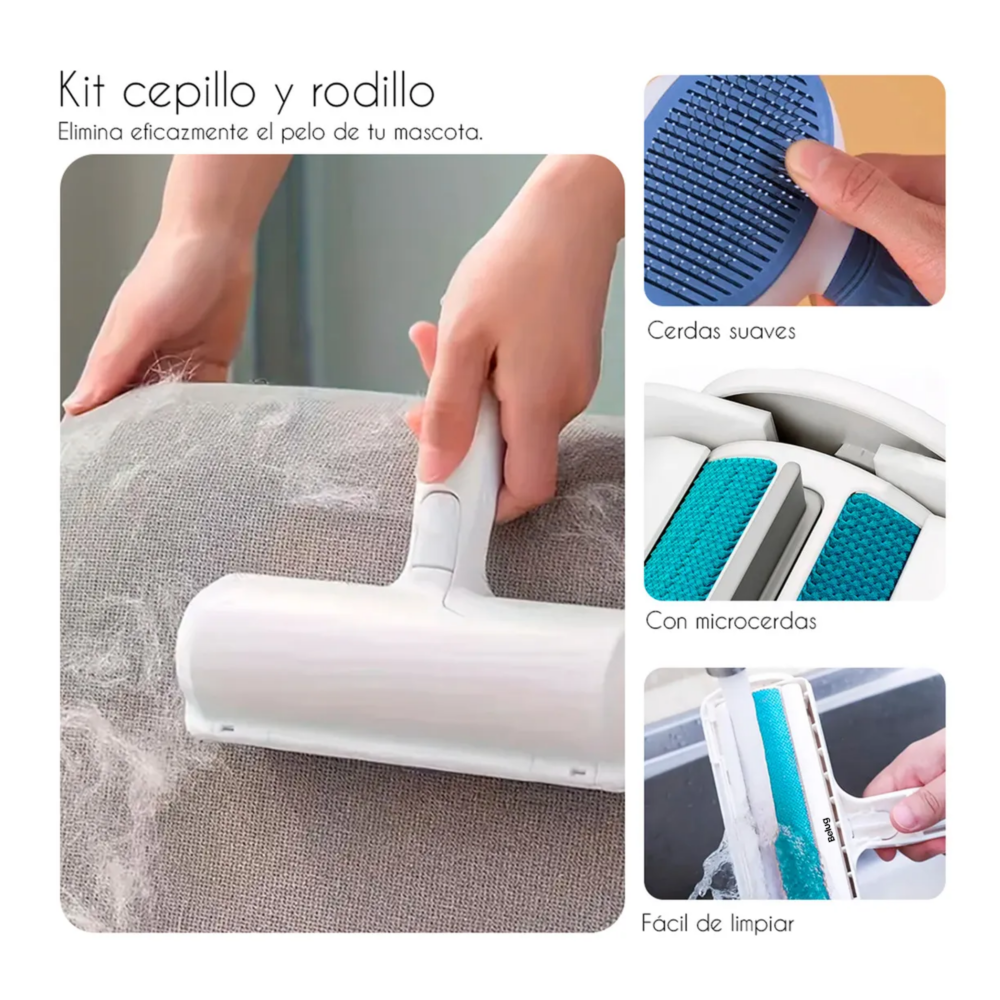 Foto 2 | Cepillo Y Rodillo Cepilla Mascota 2pz Belug   Blanco Con Azul